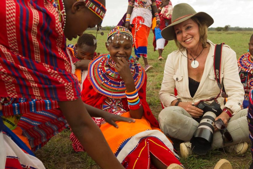 Beverly Joubert with Maasi Tribe